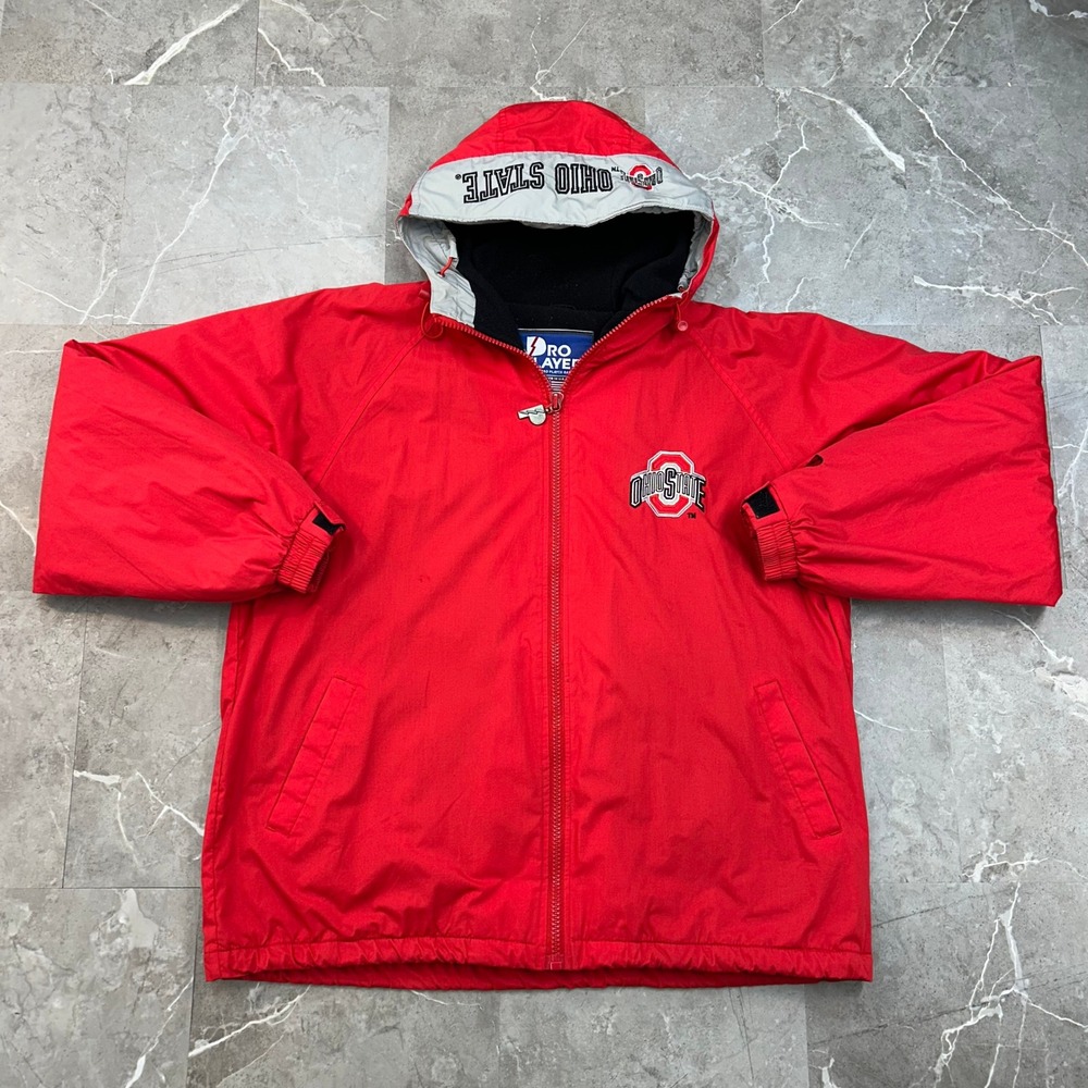 90s Vintage Ohio State Buckeyes Jacket Mens Large Fleece Lined Hooded Zip Coat